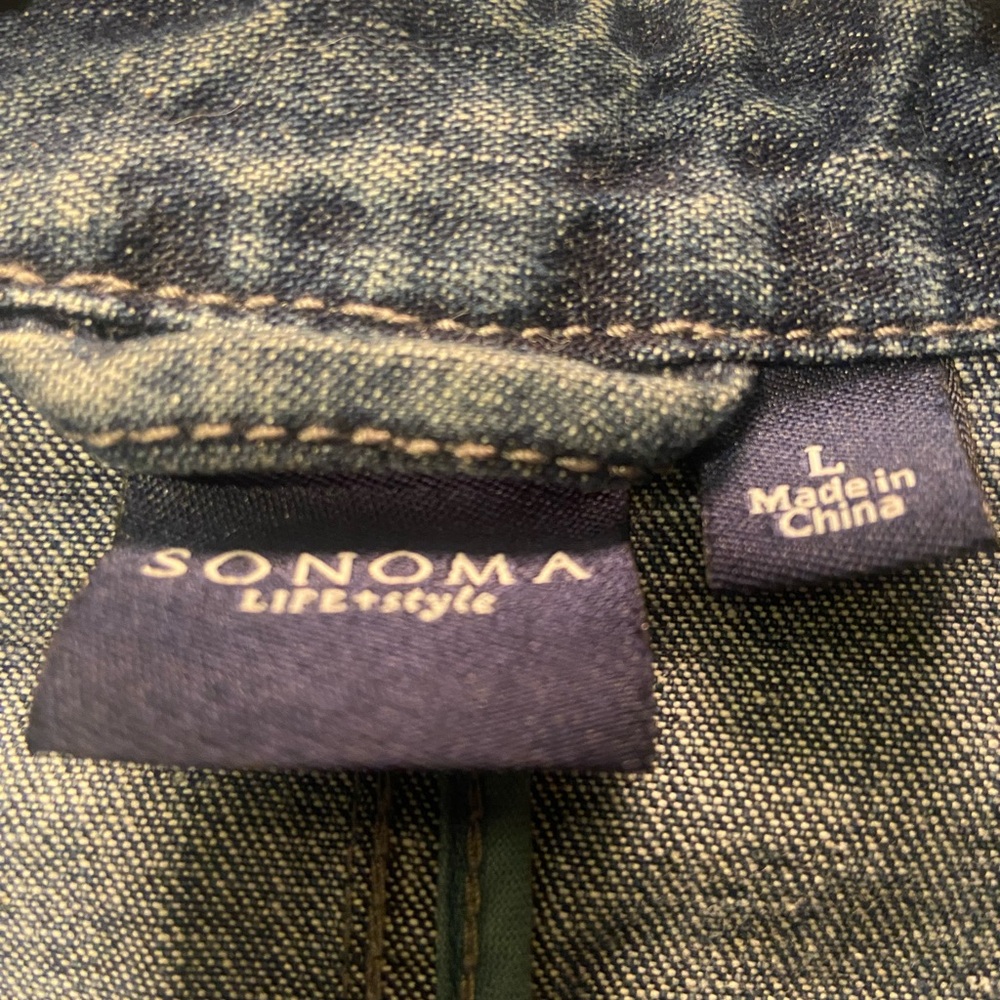 Sonoma Distressed Blue Denim Military-Style Jacket - Picture 2 of 4